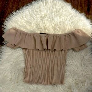 Tan Forever 21 knitted crop top